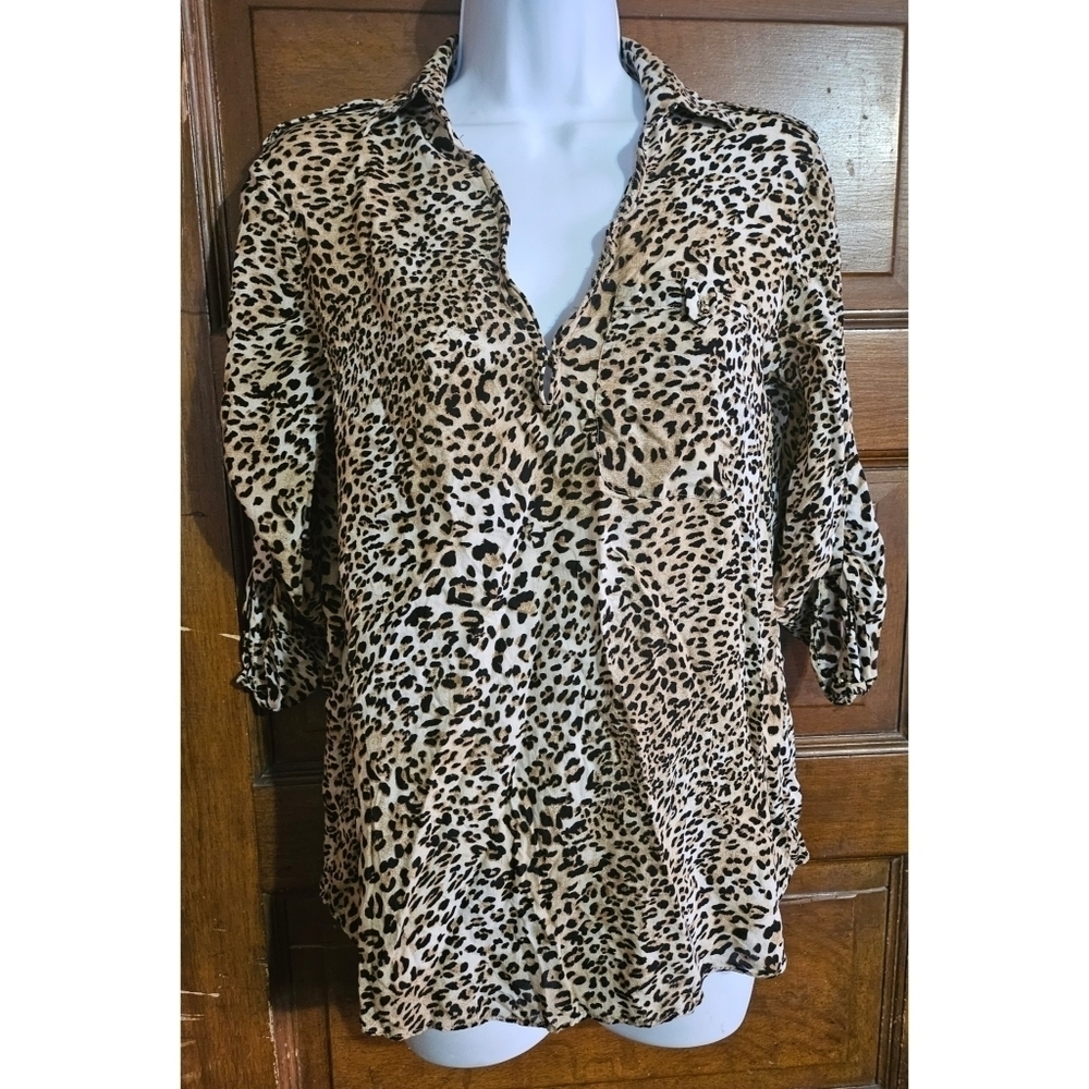Zara Basic Leopard Print Blouse